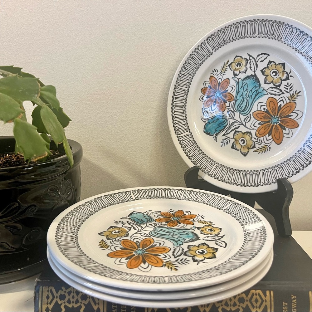 Vintage Kathie Winkle Broadhurst Seychelles Pattern Side Plates Set of 4